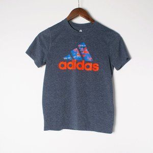 Adidas Boys Youth Medium 10/12 dry wick t-shirt Orange and Navy Climalite